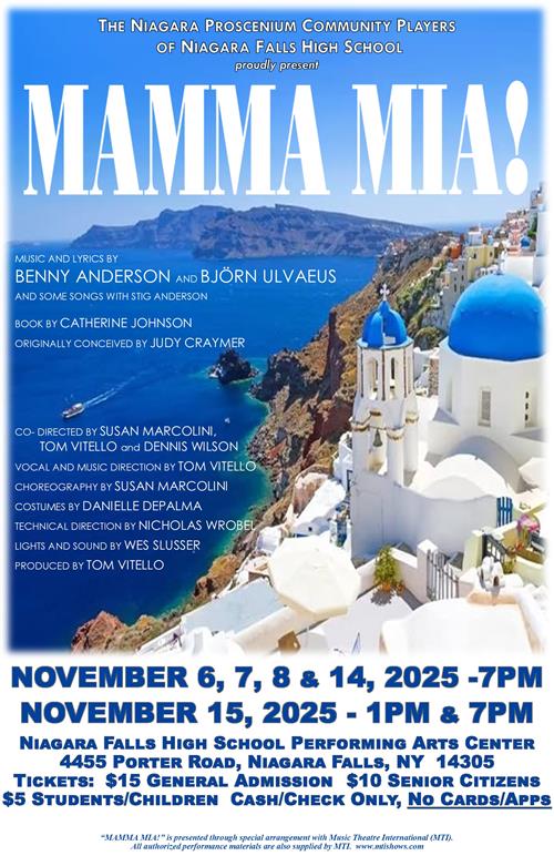 Poster for the musical production of Mamma Mia!